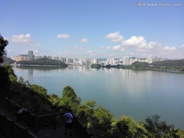 深圳实景深圳水库东湖公园大坝