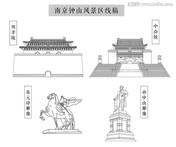 南京鐘山風景區線稿