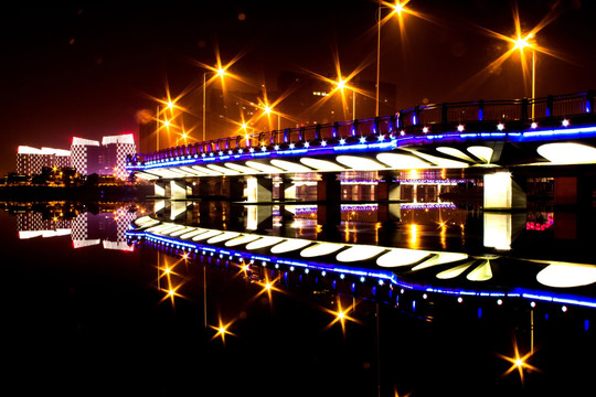 城市夜景 桥梁