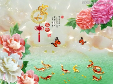 玉雕 家和富貴背景墻 分層圖