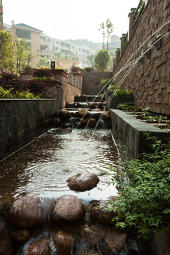 住宅水景 跌级水景长廊