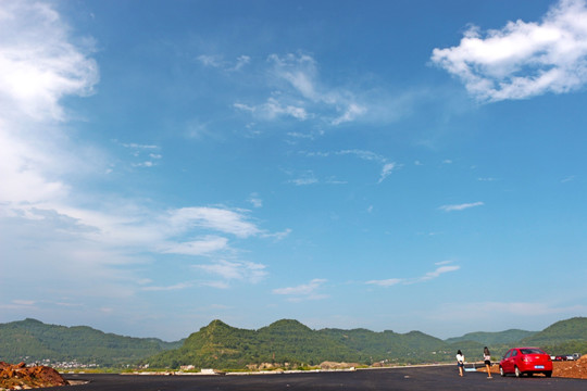 海滨天空 道路交通 蓝天云彩