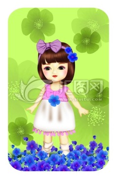 花與女孩 插畫