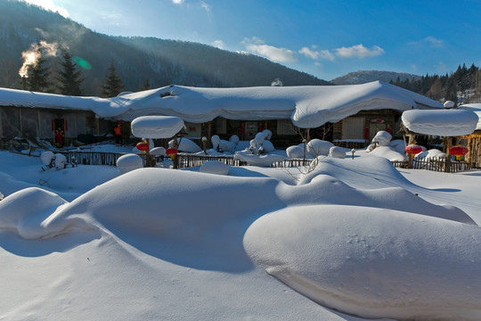 雪乡 红灯笼 院子