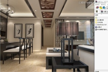 中式過道走廊玄關(guān)效果圖3d模型