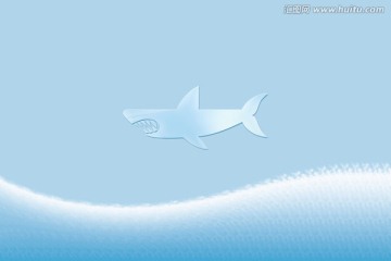 蓝色海洋 鲨鱼简约背景图