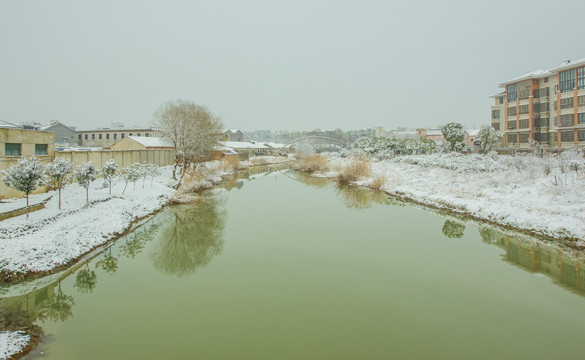 小区雪景