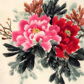 寫意牡丹花