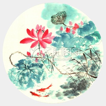 水墨荷花繪畫素材