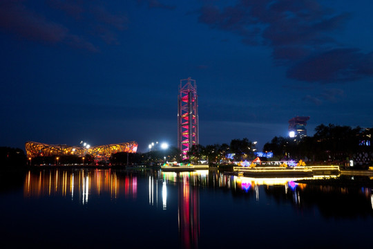 北京奥林匹克公园夜景