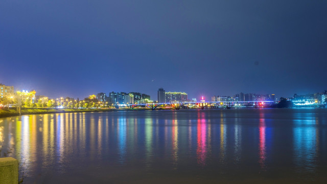 水上城市繁华都市风光夜景