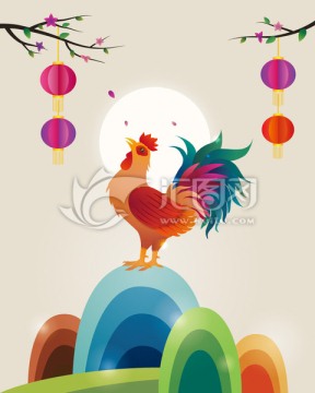 公鸡卡通形象 鸡年海报