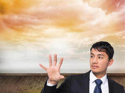 表情嚴(yán)肅的商人的復(fù)合圖像