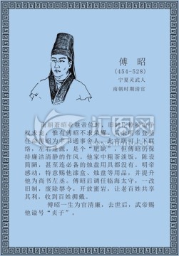 古代线描廉洁廉政人物傅昭