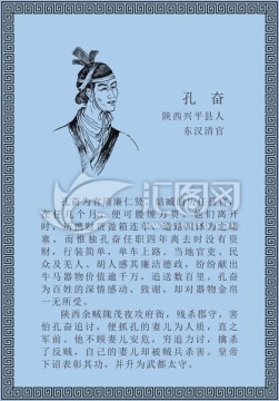 古代线描廉洁廉政人物孔奋