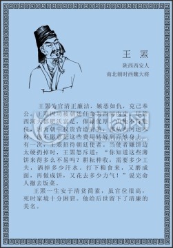 古代线描廉洁廉政人物王罴