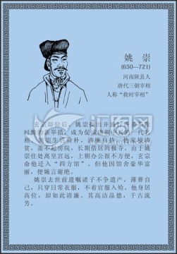 古代线描廉洁廉政人物姚崇