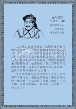 古代線描廉潔廉政人物左宗棠