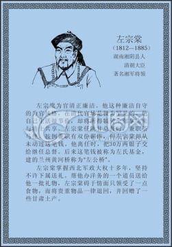 古代线描廉洁廉政人物左宗棠