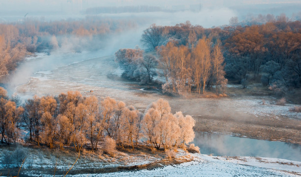 雾凇 雪景 冬天 自然奇观 树