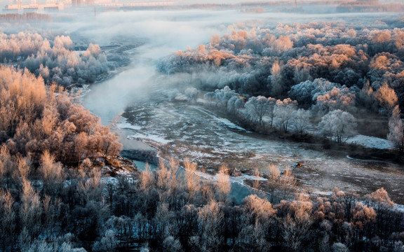 雾凇 雪景 冬天 自然奇观 树