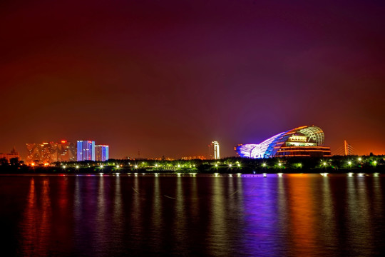 金华婺剧院万达广场夜景全景