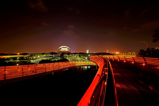 金华彩虹桥婺剧院夜景