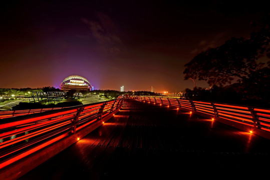 金华彩虹桥婺剧院夜景