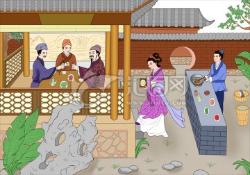 官府菜 私房菜 插畫