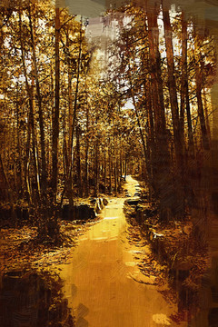 抽象畫 山路