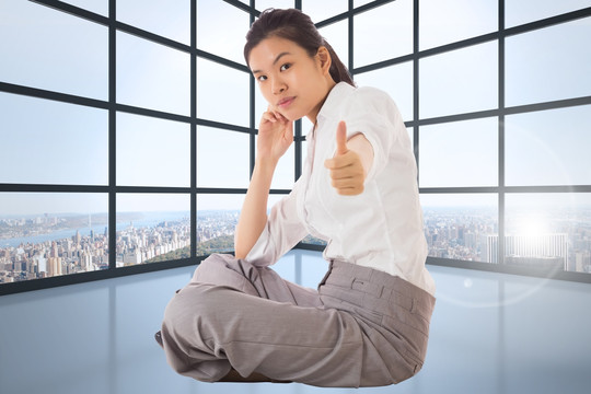 女人豎起大拇指的復(fù)合形象