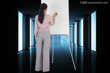 女商人畫畫的復(fù)合形象