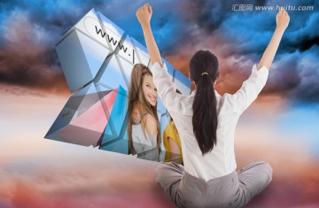 商人盤腿坐在地上的復合形象