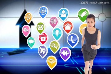 女商人抬起腳的復合形象