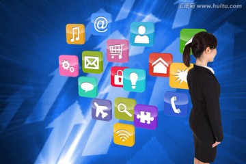 女商人背對(duì)著鏡頭的復(fù)合形象