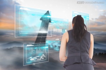 女商人背對(duì)著鏡頭的復(fù)合形象