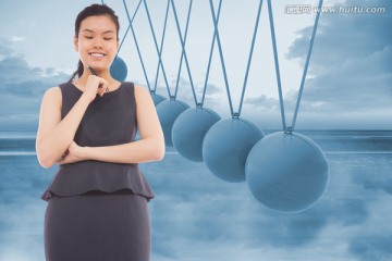 女商人微笑著的復(fù)合形象
