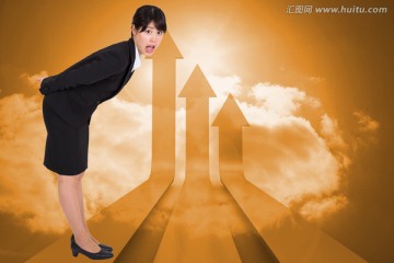 女商人彎著腰驚訝的復合形象