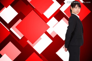 女人嚴(yán)肅的看著鏡頭的復(fù)合形象