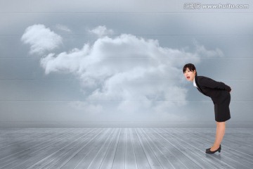 女商人彎著腰驚訝的復(fù)合形象