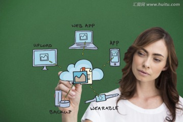 女人拿著筆書寫的復(fù)合形象