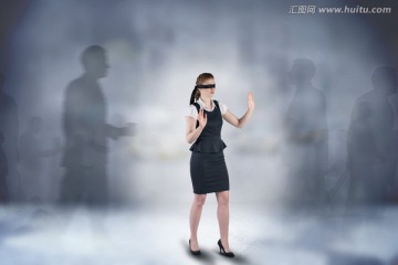 女商人蒙著眼睛的復(fù)合形象