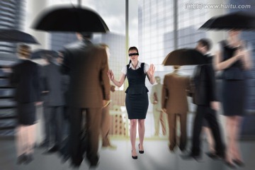 女商人蒙著眼的復(fù)合形象