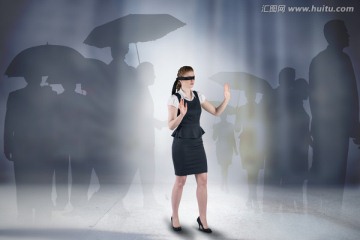 女商人蒙著眼睛的復(fù)合形象