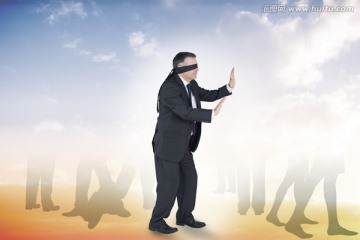 商人蒙著眼睛的復合形象