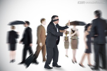 商人蒙著眼睛的復(fù)合形象