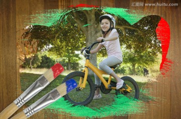 小女孩騎自行車的復(fù)合形象