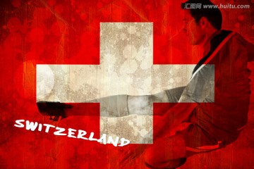 反对瑞士国旗的足球运动员