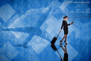 女商人拎著手提箱的復(fù)合形象