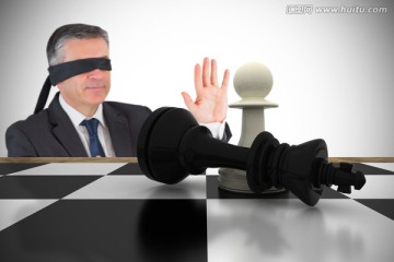 商人蒙著眼睛的復(fù)合形象